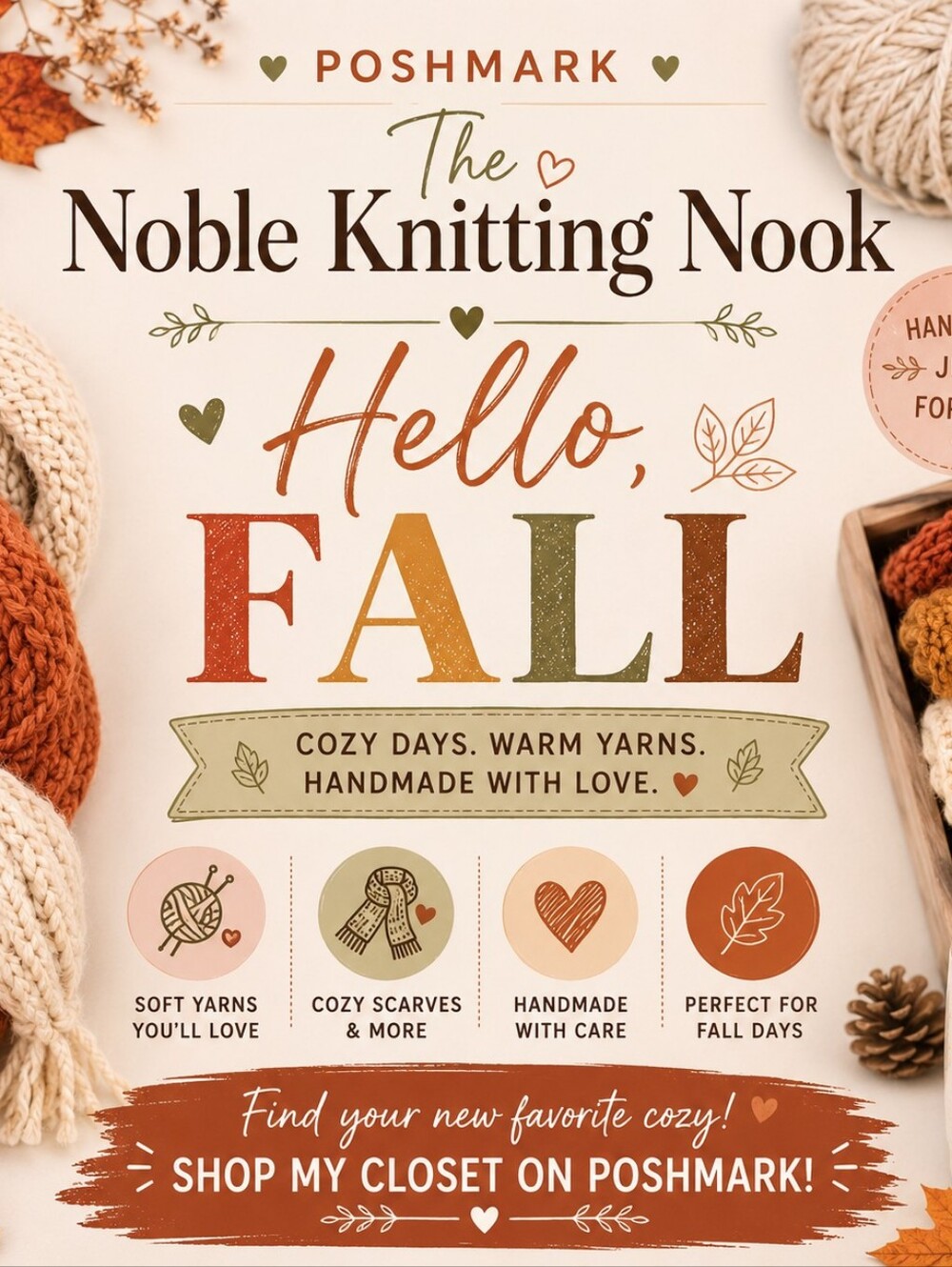 Hello, Fall Decorative Print - Cream & Rust Flyer